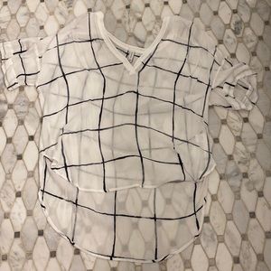 Checkered black and white blouse